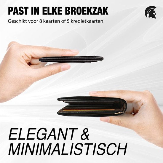POWR Pasjeshouder Mannen Zwart - Beschermhoes Bankpas met Anti Diefstal - RFID Technologie - 5 Tot 7 Kaarten - Kaartenhouder Leder