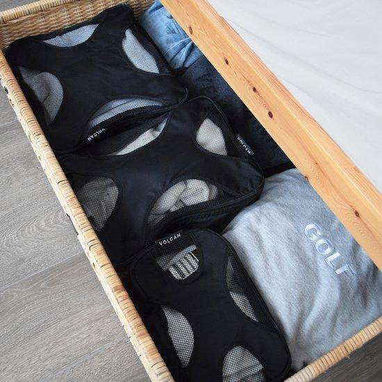 Volcan Packing Cubes - Koffer Organizer Set - 4 Delige Set - Travel Cubes - Voor Backpack en Koffer - Zwart