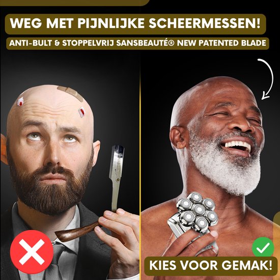Sansbeauté SkullSharp MAX 6-in-1 – Elektrisch Scheerapparaat voor Hoofd & Gezicht – Nat & Droog – Zwart