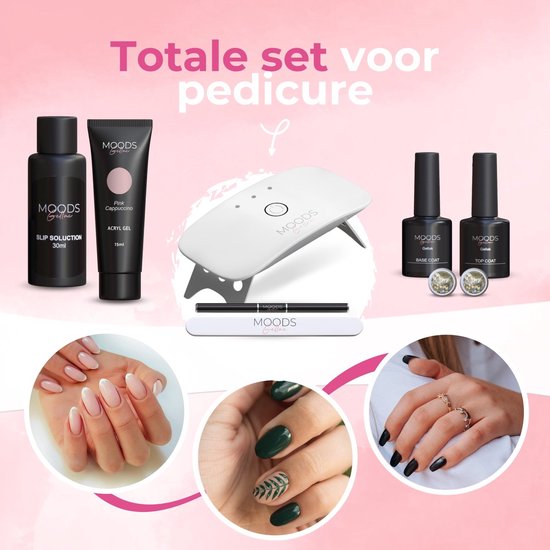 Moods Gellac - Luxe Polygel Set - Polygel Nagels Starterspakket - Inclusief UV LED lamp - 6 Kleuren - Coffee Nude