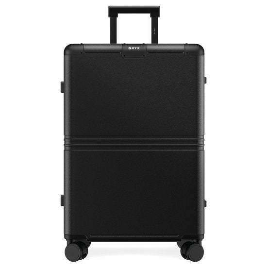 ONYX Hybrid Pro Check-in Koffer Medium 70 Liter - Gerecycled Polycarbonaat en Ritsloos Design - Reiskoffer met TSA slot en Spinner wielen - Lichtgewicht Trolley met Laptopvak - Onyx Black