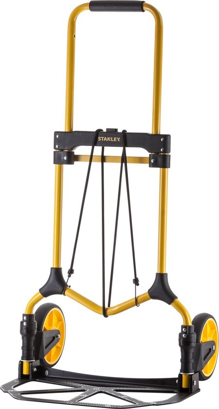 Stanley Opvouwbare Steekwagen FT582 - Draagvermogen tot 90KG - Transportwagen - 50 x 45 x 98 CM - Lichtgewicht Aluminium - Zwart/Geel
