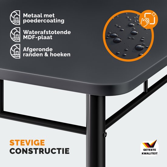 Casaria Eetkamerset Leo - 1x Eettafel 4x Stoel - Antraciet
