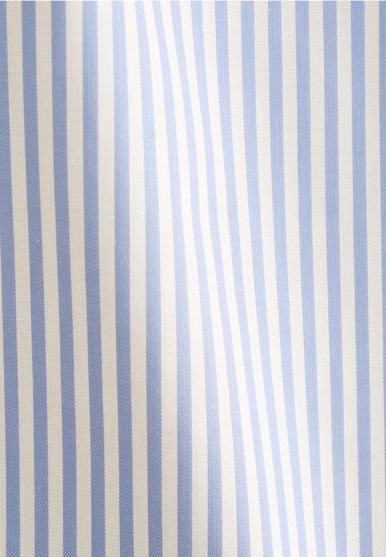 Seidensticker slim fit overhemd - mouwlengte 7 - popeline - blauw gestreept - Strijkvrij - Boordmaat: 41