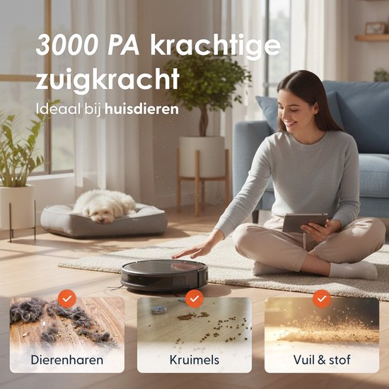 Skoov EcoPulse Robotstofzuiger met Dweilfunctie & Laadstation - Dweilrobot - Huisdieren - Dweil - Hepa - Automatische stofzuiger - Vacuum - Robot - In 1
