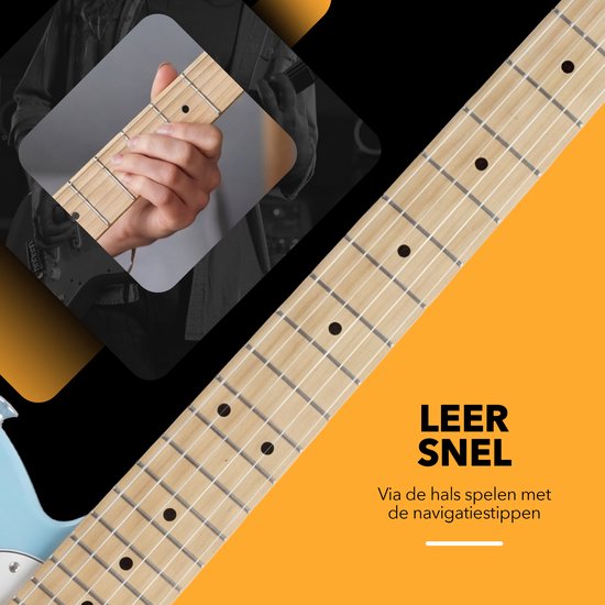 Finesse Elektrische Gitaar met Versterker - met Videocursus - TE Gitaar - Volwassenen - Kind - Blauw