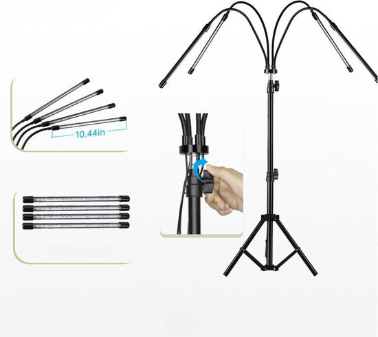 Livista® - LED Planten Groeilamp – Vouwbaar Standaard – Volledig Spectrum – Instelbare Timer – Voor Planten, Aquariums en Zaadkieming