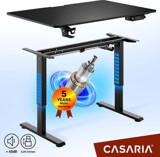 Casaria Zit Sta Bureau – Hoogte Verstelbaar Elektrisch - 110x60cm Zwart