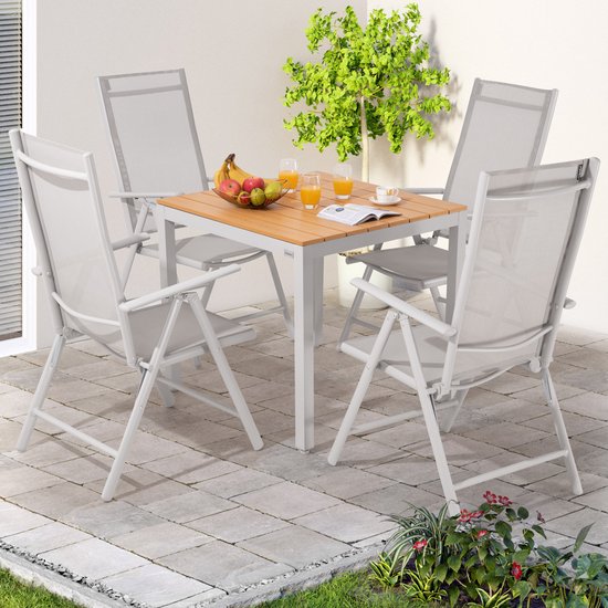 Casaria Tuinset Bern 4+1 Aluminium – Verstelbaar Klapbaar - Beige