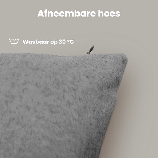 Auronic Warmtekussen - Classic - 45x45 - Draadloos- Oplaadbaar - Elektrisch kussen - Infrarood - Grijs