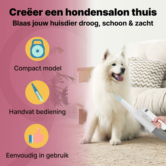 Jake and Jacky Professionele Hondenföhn - Waterblazer voor Hond - met 4 Opzetstukken - Honden Droger - Stil Design