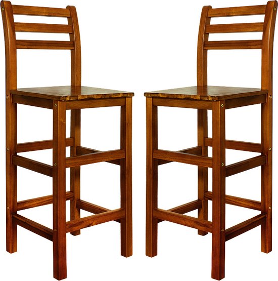 Deuba Barkruk Set van 2 – Acaciahout 40 x 35,5 x 110 cm – Bruin