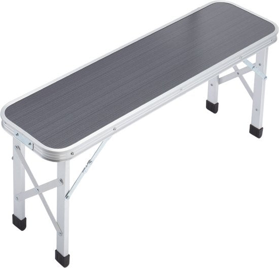 Casaria Campingtafel Aluminium – Incl. 2 Banken/Inklapbaar - Grijs