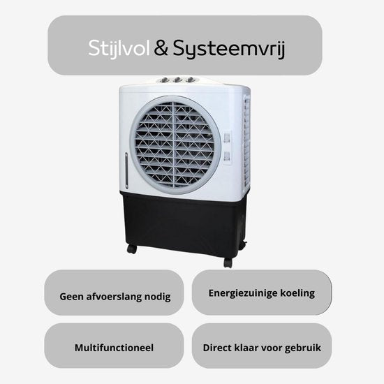 LifeStages - Mobiele Airconditioner Zonder Afvoer - Afstandsbediening En Timer - Watertank 48L