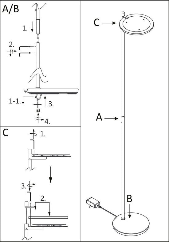 Steinhauer vloerlamp Turound - zwart - metaal - 27 cm - ingebouwde LED-module - 2993ZW