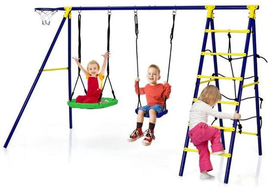 Coast Kinderschommel met Klimrek - 294 x 138 x 176 cm - Blauw