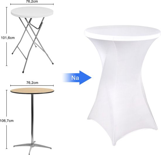Saaf Statafelrok set - 4 stuks - ∅80-85 x 110cm - Statafelhoes - Wasbaar en Elastisch - Wit