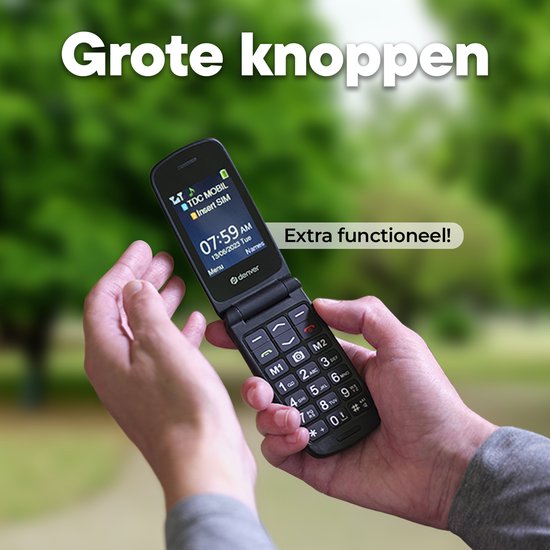 Denver Senioren Mobiele Telefoon 4G - Grote Toetsen - SOS knop - Oplaadstation - GSM - Simlockvrij - Bluetooth - BAS24600L