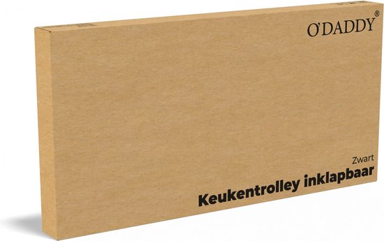 O'DADDY® Keukentrolley Inklapbaar - 3 Lagen - Serveerwagen Op Wieltjes - Keuken Trolley - Roltafel - Opbergtrolley - Opbergkar - Keukenrek - Zwart