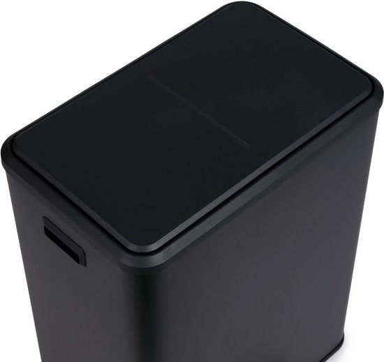 Umuzi Cleaning Dubbele Prullenbak - 60L - Pedaalemmer - Soft Close - 53x38x66 - Mat Zwart