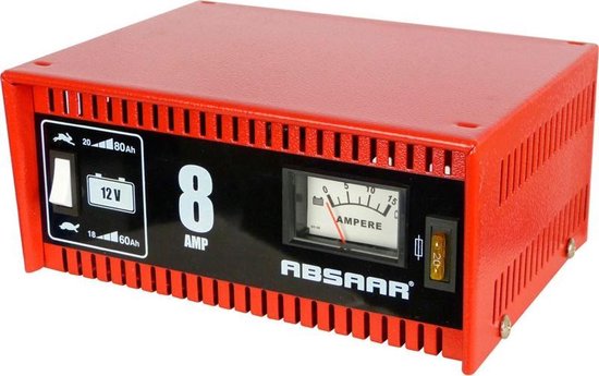 Absaar Acculader 6/12V 8A - voor auto en motorfiets - metalen behuizing