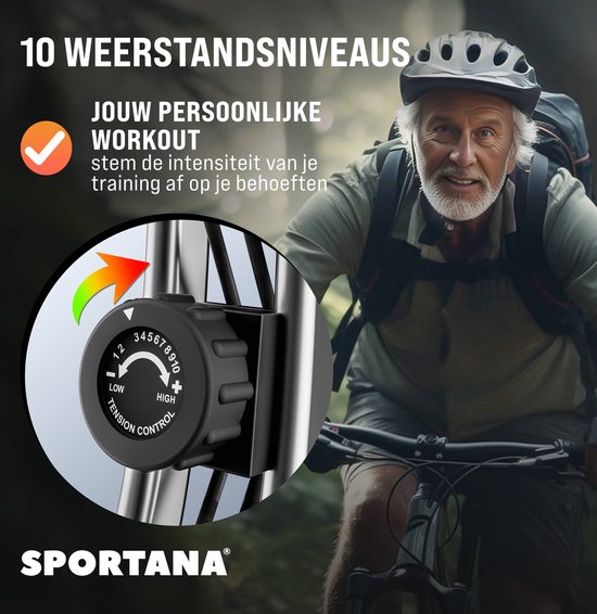Sportana Hometrainer Eagle 4 - Inklapbaar 10 Niveaus – Zwart Zilver
