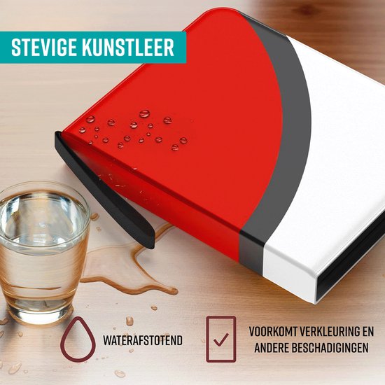 NAPI Verzamelmap voor 900 Kaarten - Binder Map voor Kaarten - 9 Pocket - Kunstleer - Premium Card Binder met Ritssluiting - 50 Pagina's - A4 Formaat - Rood/Wit