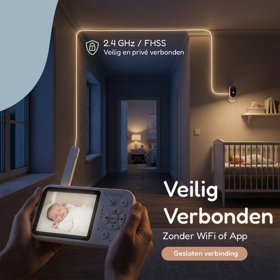 Numsy One Babyfoon met Camera – 2.8 Scherm – Nachtzicht – VOX/ECO – Terugspreekfunctie