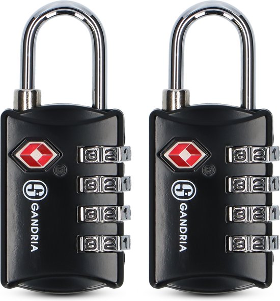 Gandria Hangslot voor op Reis - TSA Slot - Reisslot 2 Stuks - Cijferslot met 4 Cijfers - Kofferslot 4 Cijferig - Zinc Alloy Staal
