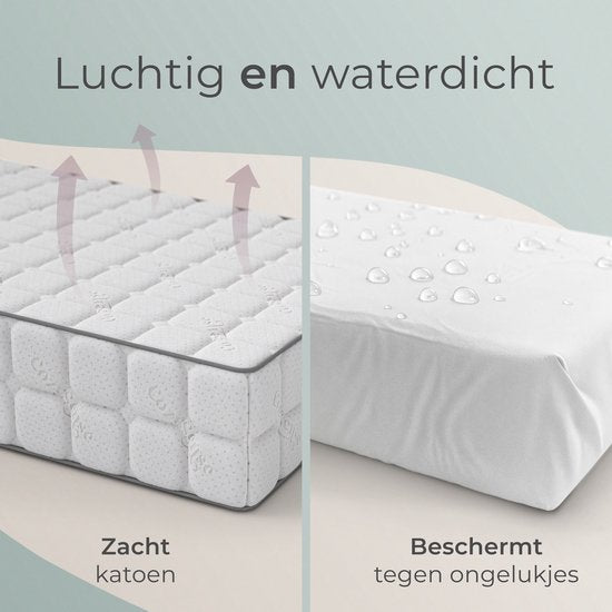 CozySense® Baby Matras 60x120 - Ledikant - Voor Baby’s & Peuters - 100% Katoenen Hoes - Waterdicht & Hypoallergeen - Drukverlagend Gel Traagschuim