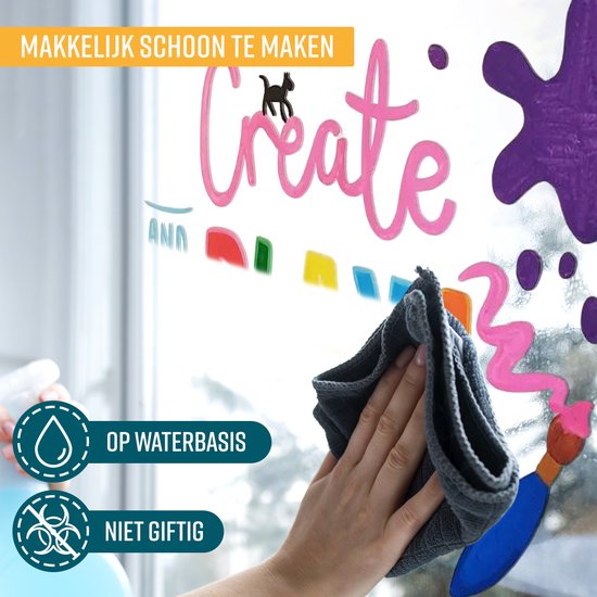 NAPI 12 Raamstiften - Afwasbaar - Krijtstiften voor Krijtbord & Raam - Omkeerbare Punt 3-6mm - Whiteboard Stiften - Whiteboardmarkers - Krijtstift Markers - Glasstiften - Krijtmarker - Porselein - Glas - 12 Kleuren