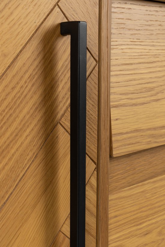 Dutchbone - Class Dressoir - 180 x 45 x 80 cm - Naturel Acaciahout & MDF - Messing Look Onderstel - Elegant Design - Ruime Opbergkast