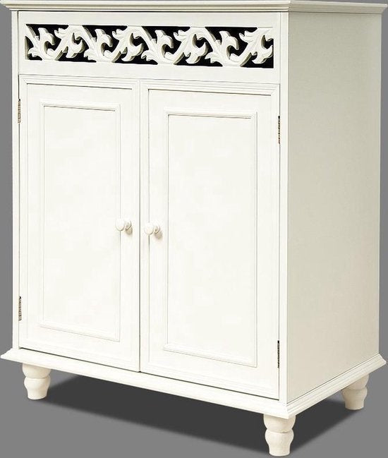 Dressoir Jersey – 2 Deuren 2 planken 76x65x35cm - Landhuisstijl Wit