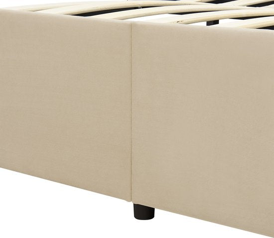 Gestoffeerd bed Savona - 200 x 120 cm - Beige - Incl. Bedlade