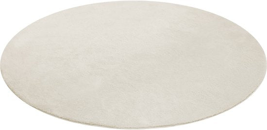tectake® Kortpolig Vloerkleed - Rond - Ø120 cm - Creme - 1630 g/m² Poolgewicht - Tapijt voor Woonkamer, Slaapkamer, Eetkamer - Onderhoudsvriendelijk en Wasbaar - Antislip Ondertapijt - Allergievriendelijk - Diverse maten en kleuren