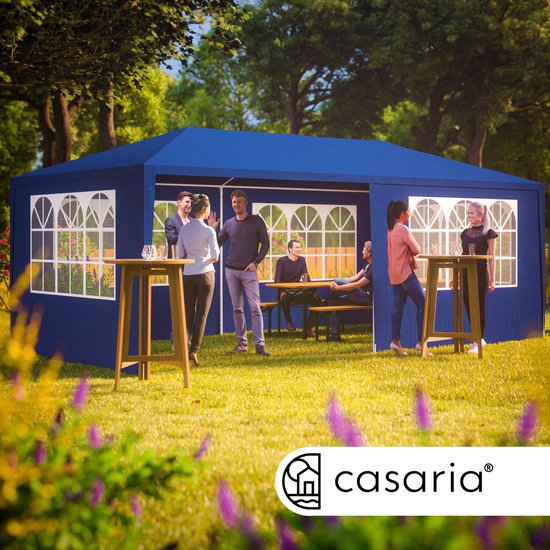 Casaria Partytent - Paviljoen - 6 Zijwanden - Waterdicht - 300 x 600 cm - Blauw