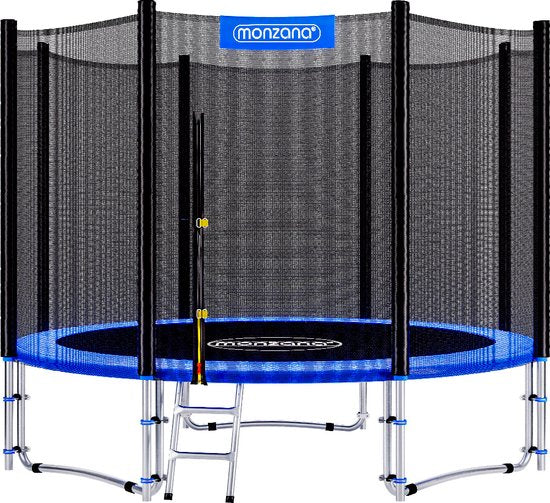 MONZANA Trampoline - 244cm Veiligheidsnet Ladder - Zwart Blauw