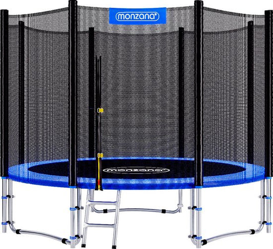 MONZANA Trampoline - 244cm Veiligheidsnet Ladder - Zwart Blauw