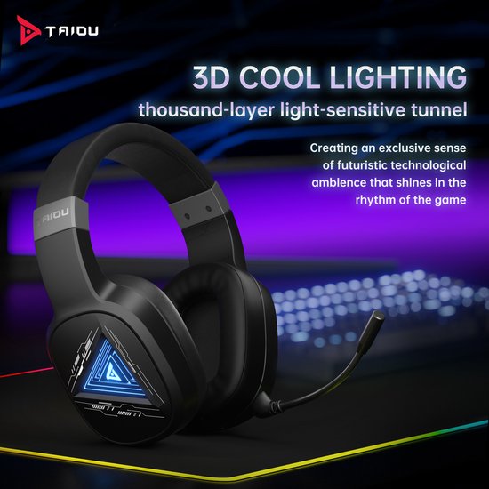 TAIDU THS320Pro - 2.4GHz Draadloze Gaming Headset - Bluetooth koptelefoon - met microfoon - Geschikt voor PS4/PS5, Nintendo Switch - Multiplatform - Zwart