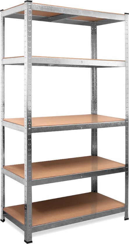 Monzana Stellingkast Metaal – incl. 5 MDF Planken tot 350kg - Zilver