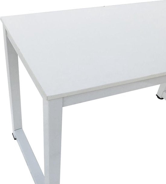Bureau computer tafel - keukentafel - metaal hout - 120 cm x 60 cm - wit