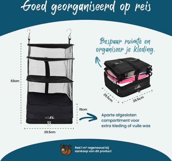 Hangende Packing Cubes - Opvouwbaar - 4 Vakken - Koffer Organizer - Sunflake
