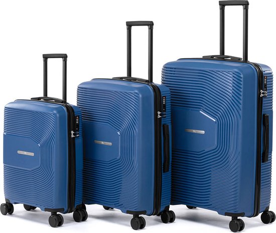 Milanoro Kofferset 3-delig - Lichtgewicht Polypropyleen - Blauw - 360° Wielen & TSA-slot
