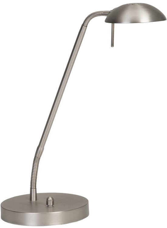 Stalen tafellamp Biron 1 lichts 7502ST met draaibare en kantelbare arm, 17 cm voetplaat, 185 cm snoer, klassiek design, Mexlite