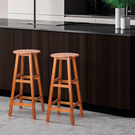 Casaria Barkrukken 2 Stuks - Acacia Hout /Zithoogte 76 cm - Bruin