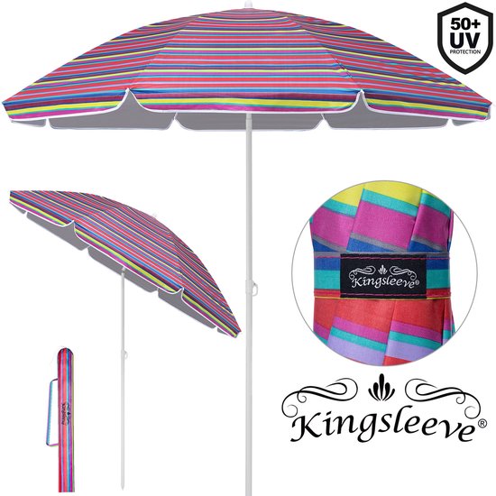 Kingsleeve Parasol 180cm - UV-bescherming 50+ Kantelbaar - Kleurrijk
