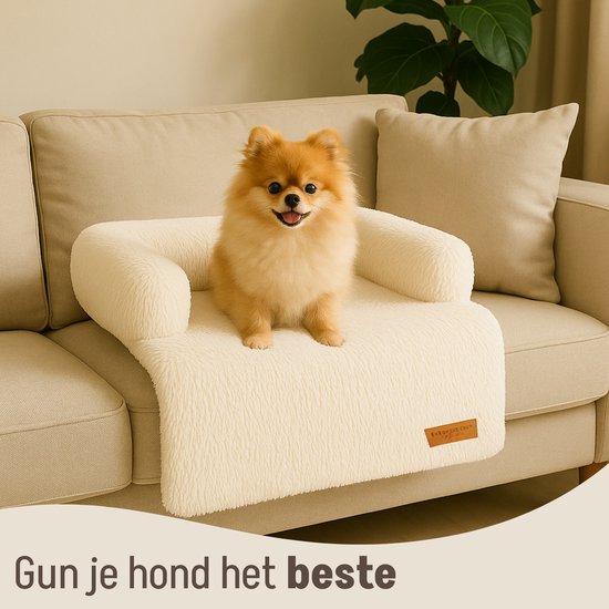 By Cee Cee Origineel Hondendeken Bank – Hondenkleed Bank - Hondenmand - Premium - Volledig Afritsbaar - Beige - 75x90 - Maat S