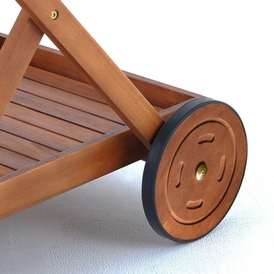 Trolley met wielen van acaciahout