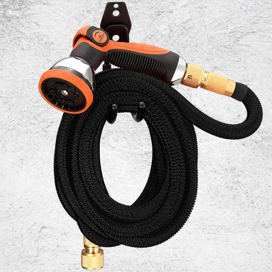 Gardebruk Tuinslang Flexibel - 7,5m 1/2" 3/4" Inch Wandmontage - Zwart