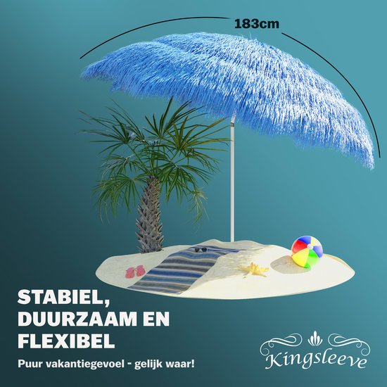 Kingsleeve Parasol Hawaii - 160cm Rond - Blauw
